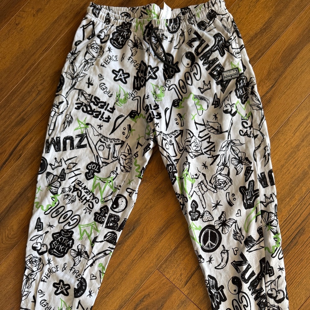 Zumba Wear Graphic Print Jogger Sweatpants Cotton Size Large